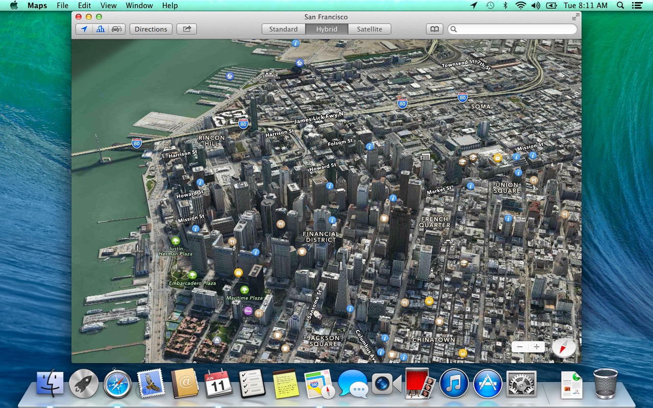 Mac OS X 10.9 Mavericks Apple Maps Satellite Imagery (2013)
